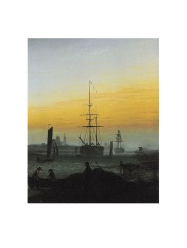 Reprodukce - Romantismus - Der Greifswalder Hafen, Caspar David Friedrich